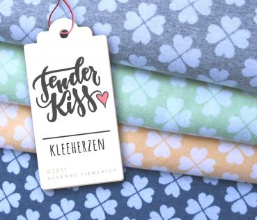 RESTSTÜCK 70cm !!! - Bio Jacquard - Kleeherzen - grau/weiß - Tender Kiss - Hamburger Liebe